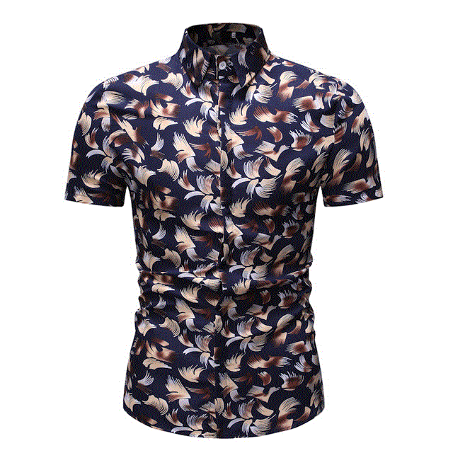 2021 High quality New Summer Fashion Mens Shirt Slim Fit Short Sleeve Floral Shirt Mens Clothing Trend Plus Size Mens Casual Flower Shirts