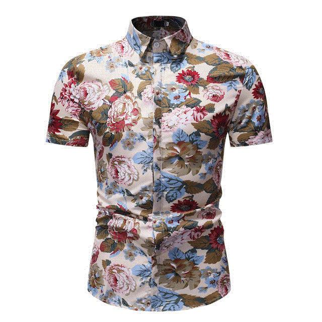 2021 High quality Summer Shirt Men Casual Short Sleeve Men's Floral Shirts Hawaii Casual Male Flower Print Beach Holiday Camisa