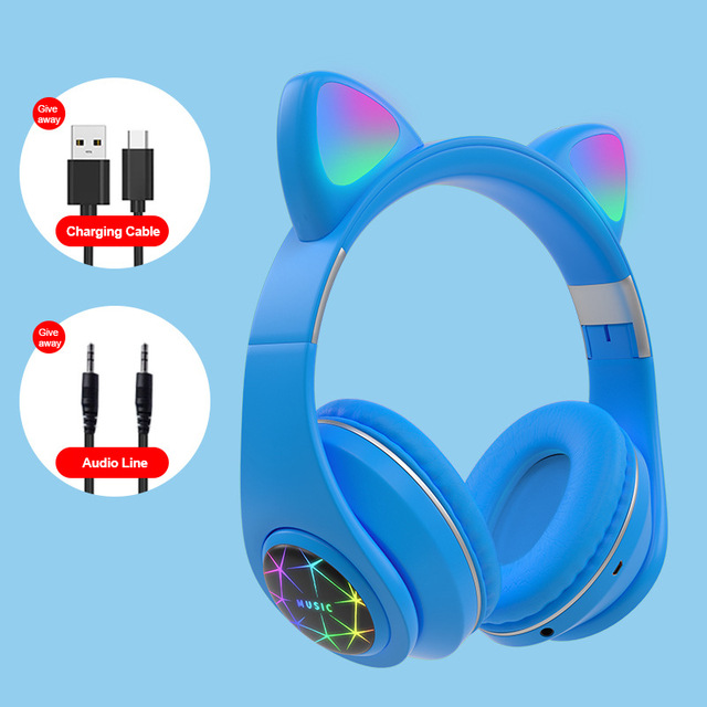 2021 High quality 5.0 Headphones Kids Cute Headset Support TF Card Wireless Bluetooth Headset
