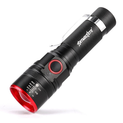 2021 High quality Rechargeable Flashlight Flash light Zoomable  torch for with USB cable Camping fishing running