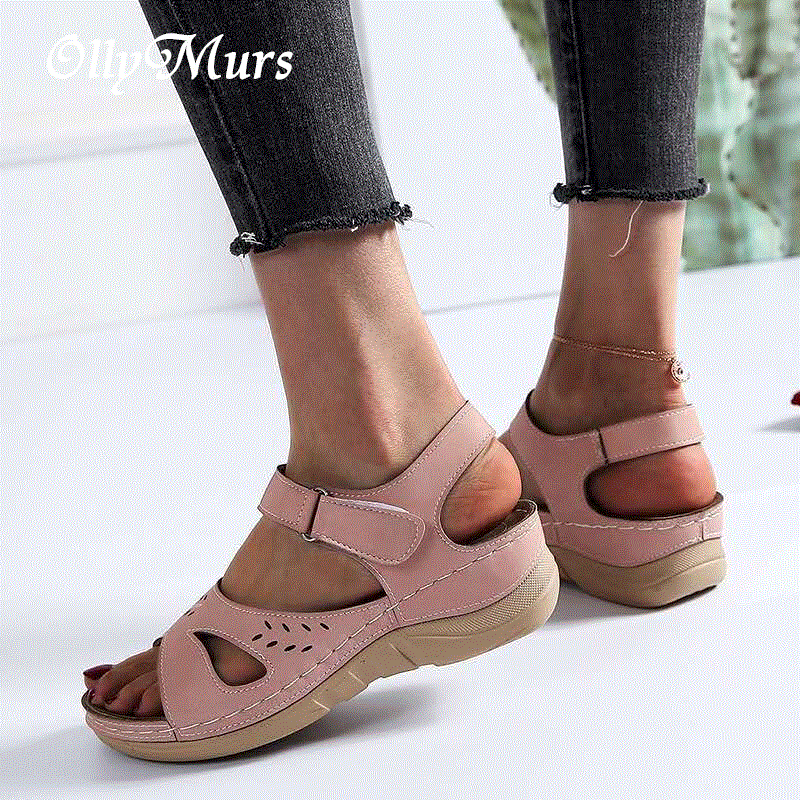 2021 High quality Women Sandals Soft Stitching Ladies Sandals Comfortable Flat Sandals Open Toe Beach Shoes Footwear