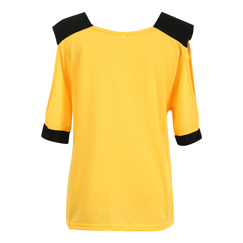 2021 High quality Women Cold Shoulder Summer Blouse Sexy V Neck Top Casual Patchwork Off Shoulder Shirt Tops Plus Size