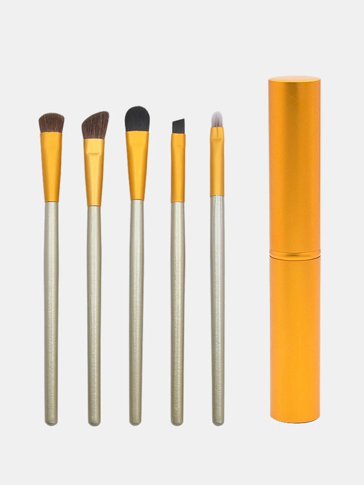 2021 High quality 5Pcs/ Kit Makeup Brushes Portable Aluminum Tube Mini Eye Brush Eyeshadow Make Up Brushes Set