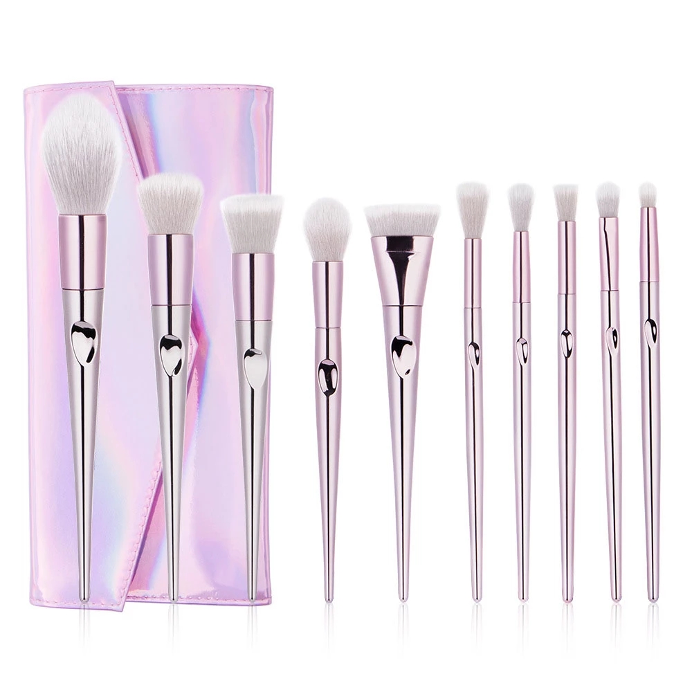 2021 High quality 10Pcs Cheek Shader Eyeshadow Make Up Brushes Laser Bag Foundation Make up Tools