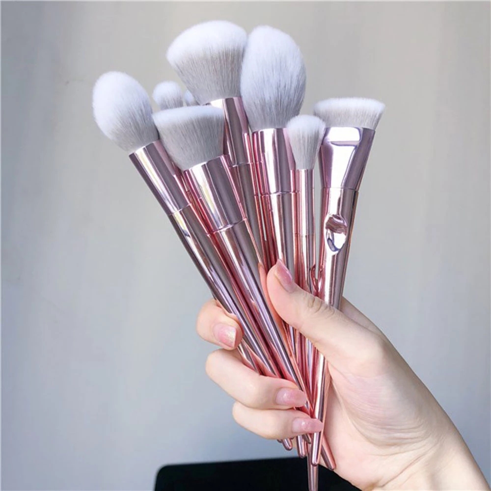 2021 High quality 10Pcs Cheek Shader Eyeshadow Make Up Brushes Laser Bag Foundation Make up Tools