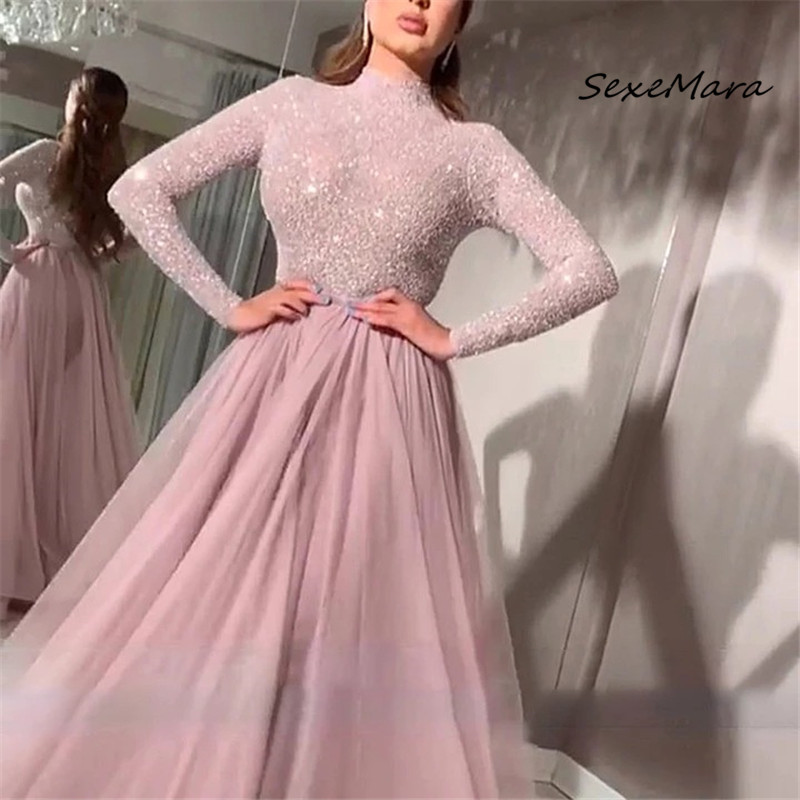 2021 High quality Mesh Maxi Dress Elegant Party Sequin Dresses Pink Lace Women Dress