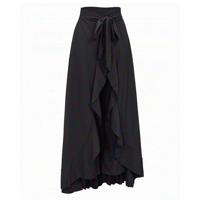 2021 High quality Women Chiffon Ruffles Skirts High Waist Drawstring Sashes Fashion Elegant Vintage Skirts
