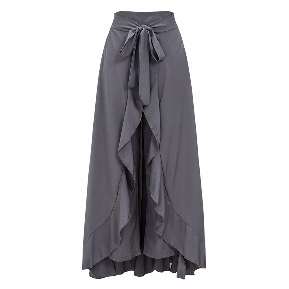 2021 High quality Women Chiffon Ruffles Skirts High Waist Drawstring Sashes Fashion Elegant Vintage Skirts