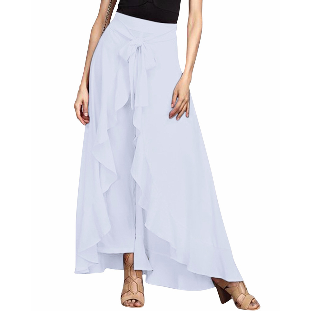 2021 High quality Women Chiffon Ruffles Skirts High Waist Drawstring Sashes Fashion Elegant Vintage Skirts