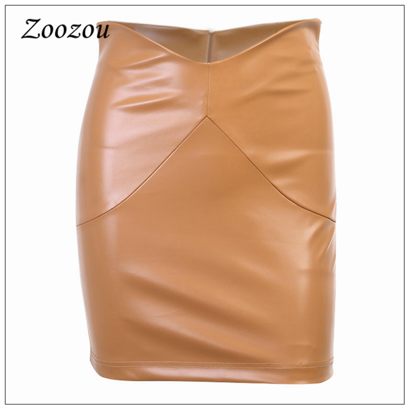 2021 High quality High Waist Skinny PU Leather Women Skirt Bag Hip Faux Leather Short Skirt Black Elegant Skirt