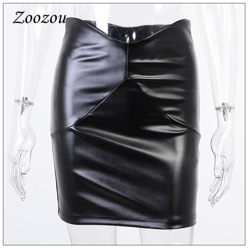 2021 High quality High Waist Skinny PU Leather Women Skirt Bag Hip Faux Leather Short Skirt Black Elegant Skirt