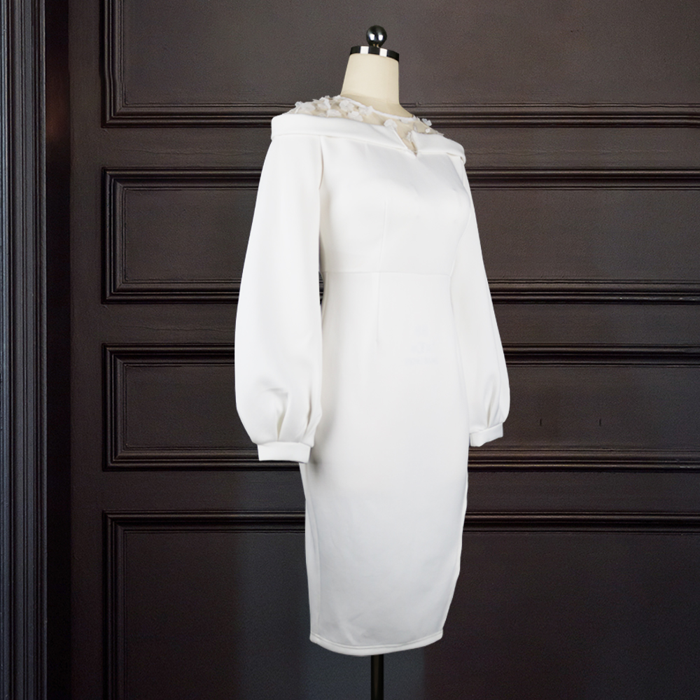 2021 High quality Women Dresses Long Lantern Sleeve Slim Office Ladies Classy Dresses