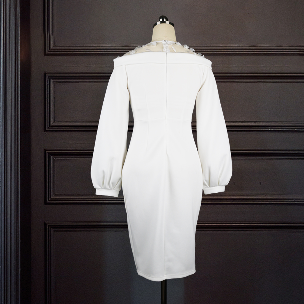 2021 High quality Women Dresses Long Lantern Sleeve Slim Office Ladies Classy Dresses