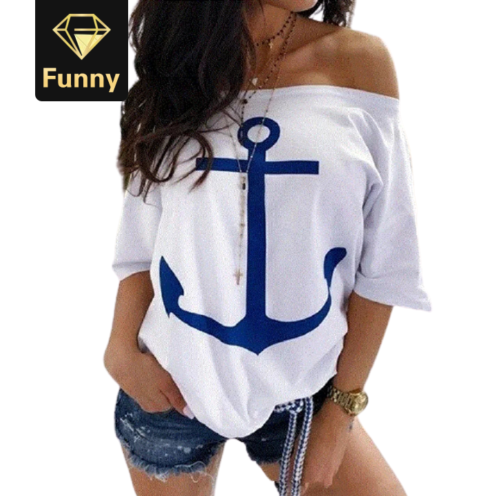 2021 High quality Cotton Tshirt Women Sexy Off Shoulder Shirt Casual Half Sleeve Tops