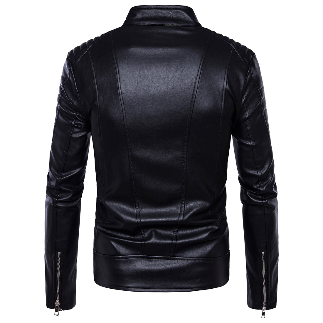 Mens Casual Leather Jackets Men Motorcycle Biker Zipper Pocket PU Leather Jacket Men Bomber Jackets