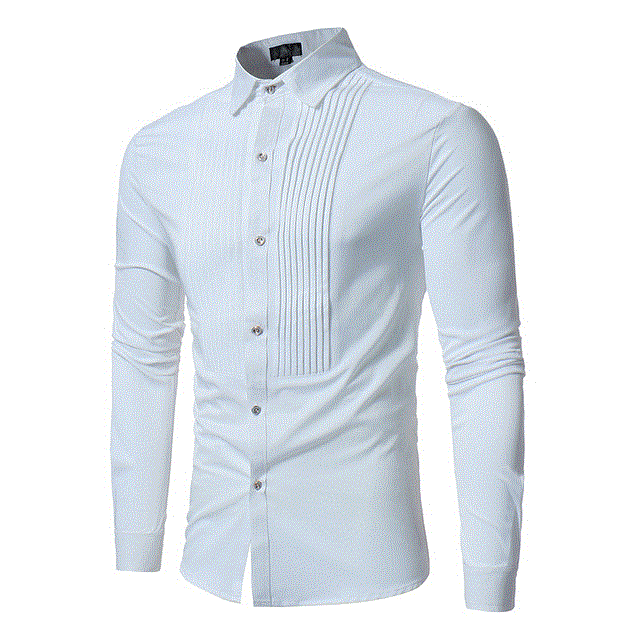 2021 High quality Mens Slim FIt Button Down Dress Shirts Wedding Tuxedo Shirt Men Long Sleeve Business Casual Shirt