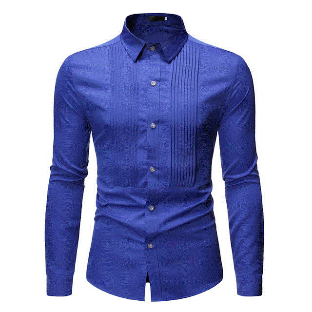 2021 High quality Mens Slim FIt Button Down Dress Shirts Wedding Tuxedo Shirt Men Long Sleeve Business Casual Shirt