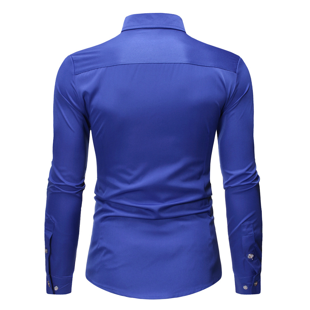 2021 High quality Mens Slim FIt Button Down Dress Shirts Wedding Tuxedo Shirt Men Long Sleeve Business Casual Shirt