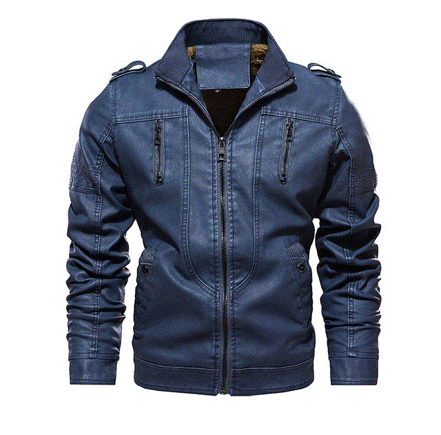 2021 High quality Men Washed PU Leather Motorcycle Jacket Thick Fleece Lining Coat Keep Warm Casual Jackets