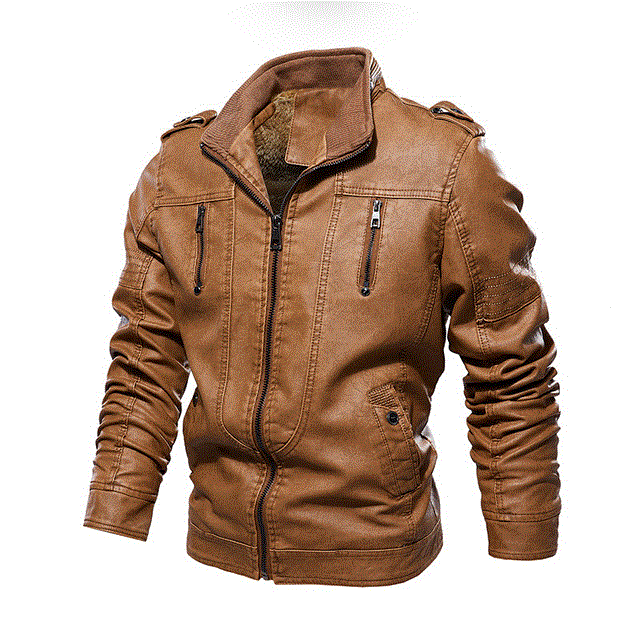 2021 High quality Men Washed PU Leather Motorcycle Jacket Thick Fleece Lining Coat Keep Warm Casual Jackets
