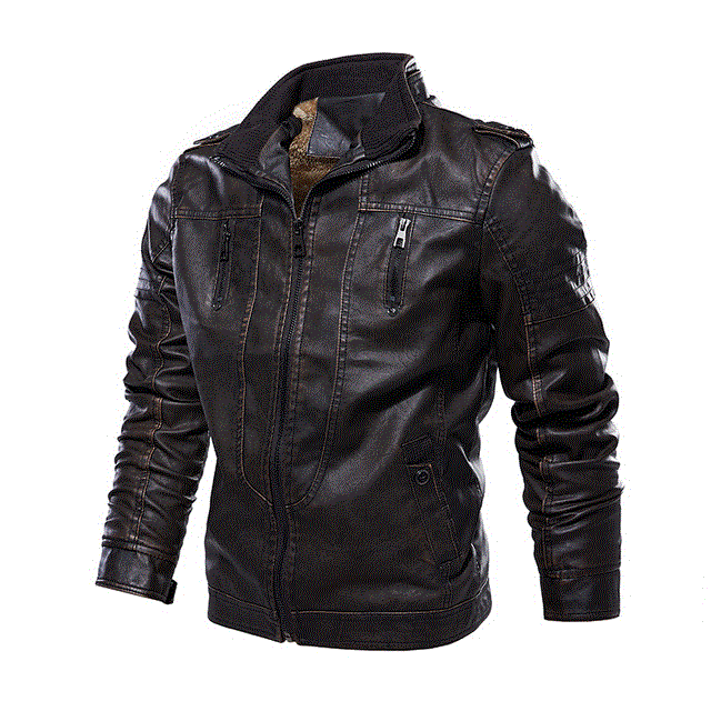 2021 High quality Men Washed PU Leather Motorcycle Jacket Thick Fleece Lining Coat Keep Warm Casual Jackets