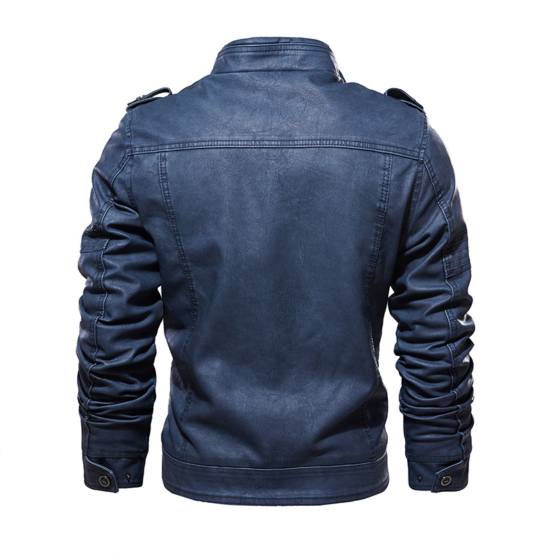 2021 High quality Men Washed PU Leather Motorcycle Jacket Thick Fleece Lining Coat Keep Warm Casual Jackets