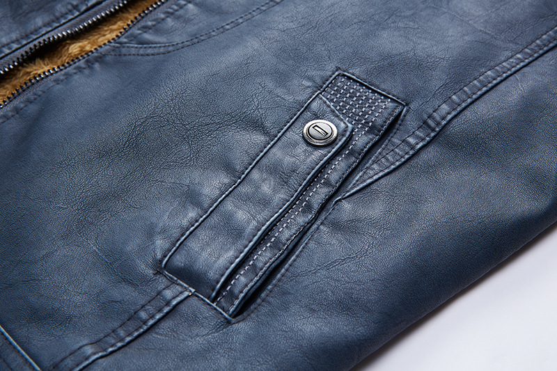 2021 High quality Men Washed PU Leather Motorcycle Jacket Thick Fleece Lining Coat Keep Warm Casual Jackets