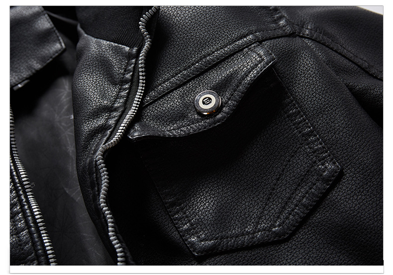 2021 High quality Mens PU Leather Jacket Stand Collar Motorcycle Solid Color Tops Zipper Leather Jackets
