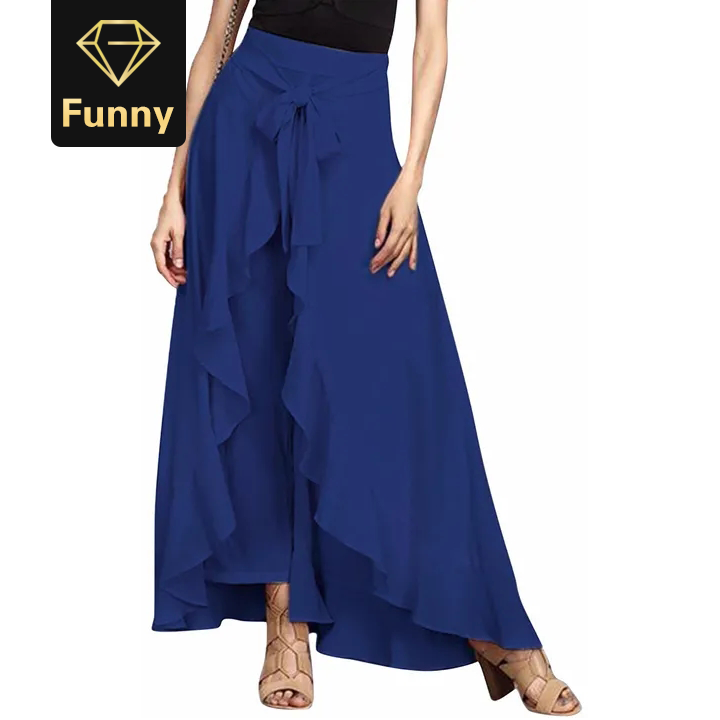 2021 High quality Women Chiffon Ruffles Skirts High Waist Drawstring Sashes Fashion Elegant Vintage Skirts