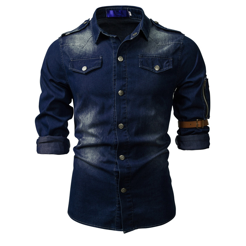 2021 High quality Men Denim Jeans Shirts Autumn Long Sleeved Shirts Casual Slim Retro Denim Tops