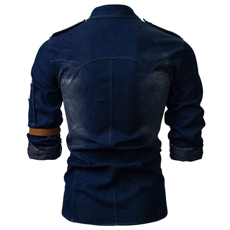 2021 High quality Men Denim Jeans Shirts Autumn Long Sleeved Shirts Casual Slim Retro Denim Tops