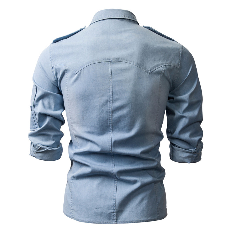 2021 High quality Men Denim Jeans Shirts Autumn Long Sleeved Shirts Casual Slim Retro Denim Tops