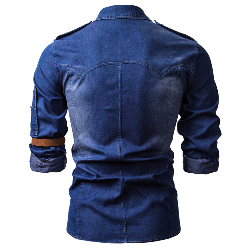 2021 High quality Men Denim Jeans Shirts Autumn Long Sleeved Shirts Casual Slim Retro Denim Tops