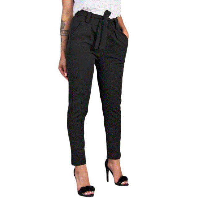 2021 High quality Office Lady Suit Pants With Belt Women High Waist Solid Long Trousers Fashion Pockets Pants Trousers