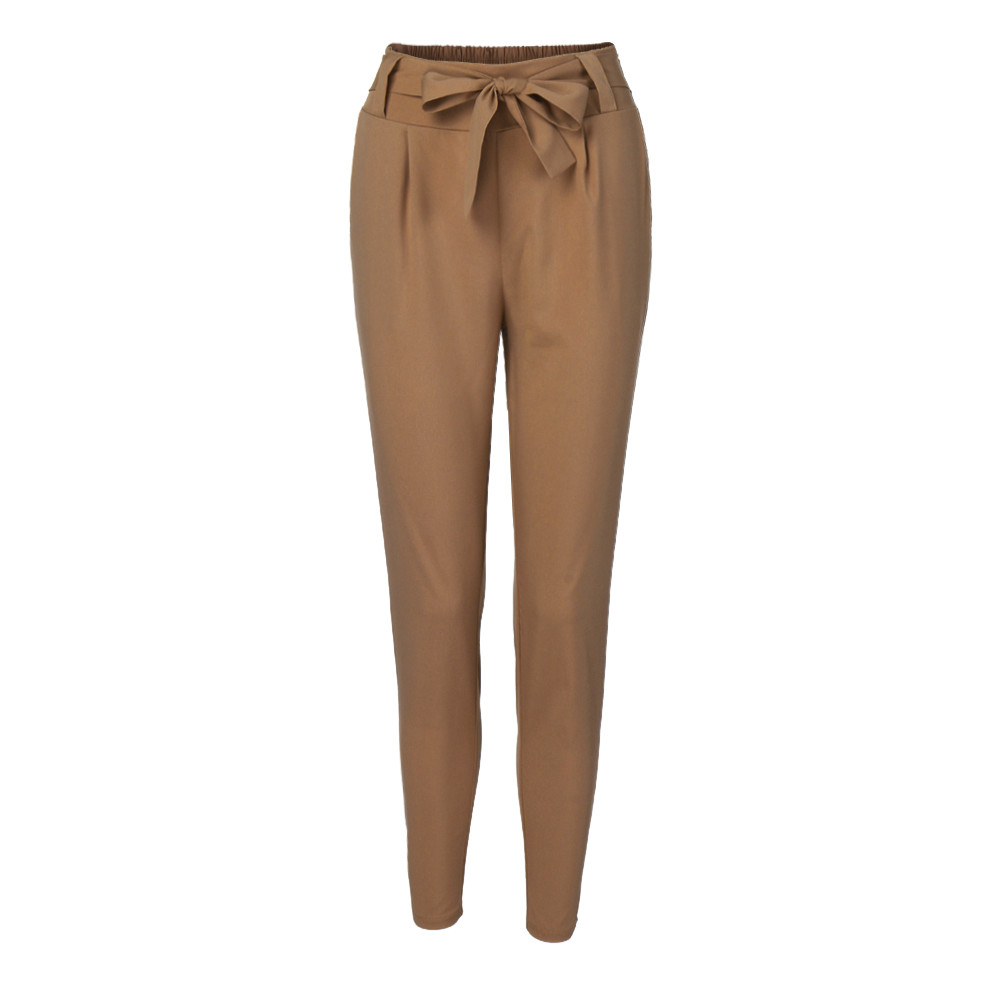 2021 High quality Office Lady Suit Pants With Belt Women High Waist Solid Long Trousers Fashion Pockets Pants Trousers