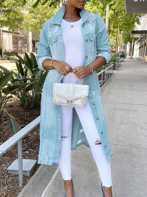 2021 High quality Autumn Winter Women Sexy Ripped Denim Jackets Vintage Casual Long Sleeve Coats Streetwear Plus Size