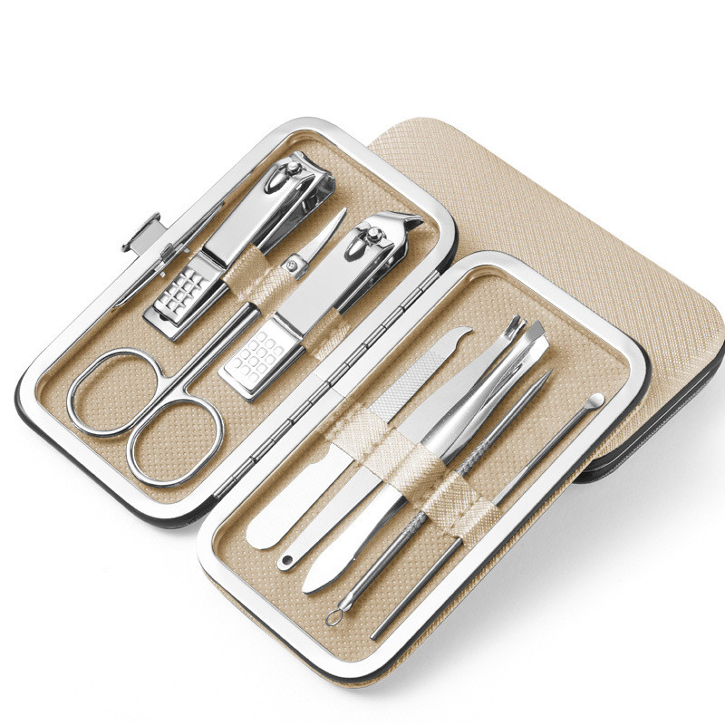 8Pcs/Set Multifunction Nail Clippers Set Stainless Steel Pedicure Scissor Tweezer Kit Nail Art Tools 8 in 1 Stainless Steel with Portable Travel Case