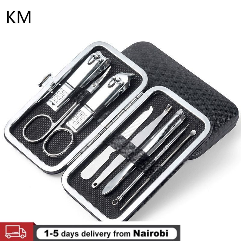 8Pcs/Set Multifunction Nail Clippers Set Stainless Steel Pedicure Scissor Tweezer Kit Nail Art Tools 8 in 1 Stainless Steel with Portable Travel Case