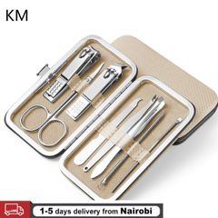 8Pcs/Set Multifunction Nail Clippers Set Stainless Steel Pedicure Scissor Tweezer Kit Nail Art Tools 8 in 1 Stainless Steel with Portable Travel Case gold