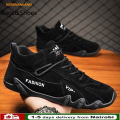 ZZQLM 2024 New Fashion Sneakers Comfortable Low Top Casual Men's Shoes Non Slip Hiking Shoes Black 40