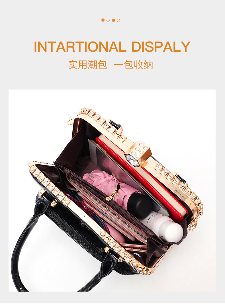 Handbags  women's bag new bright leather handbag noble fashion trend large capacity shoulder bag Handbag women's bag new bright leather handbag noble fashion trend large capacity shoulder bag