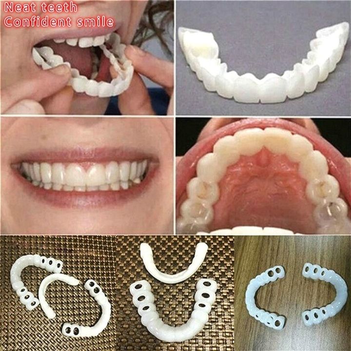 2Pcs Teeth Veneers Upper Und Lower Braces Reusable Snaps Perfect Smiley Whitening Dentures