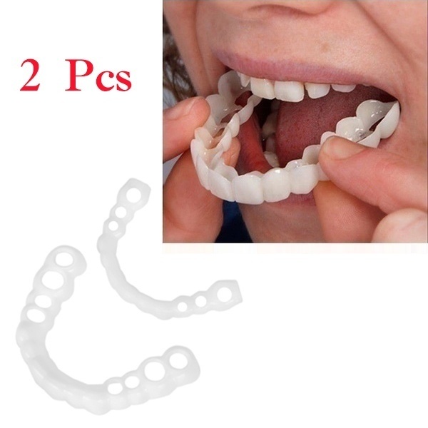 2Pcs Teeth Veneers Upper Und Lower Braces Reusable Snaps Perfect Smiley Whitening Dentures