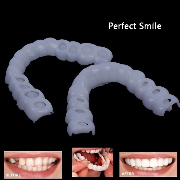 2Pcs Teeth Veneers Upper Und Lower Braces Reusable Snaps Perfect Smiley Whitening Dentures