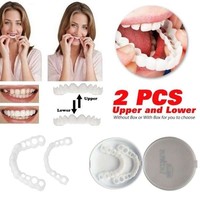 2Pcs Teeth Veneers Upper Und Lower Braces Reusable Snaps Perfect Smiley Whitening Dentures