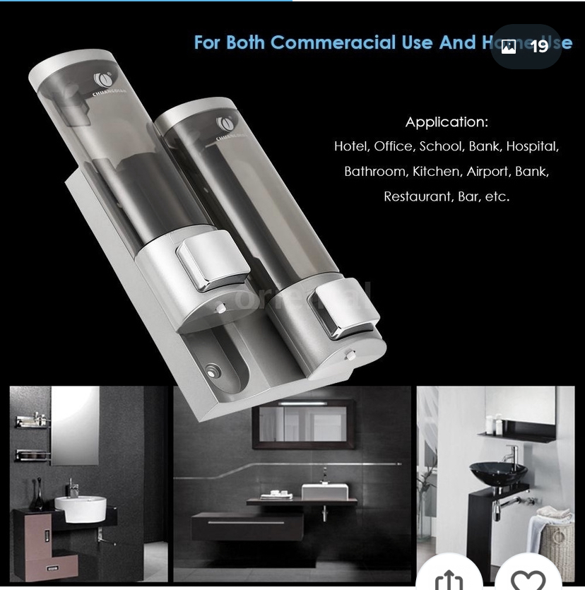 CHUANGDIAN Manual Soap Dispenser Wall Mount Double Liquid Dispenser Hand Cleanser Washroom Lotion