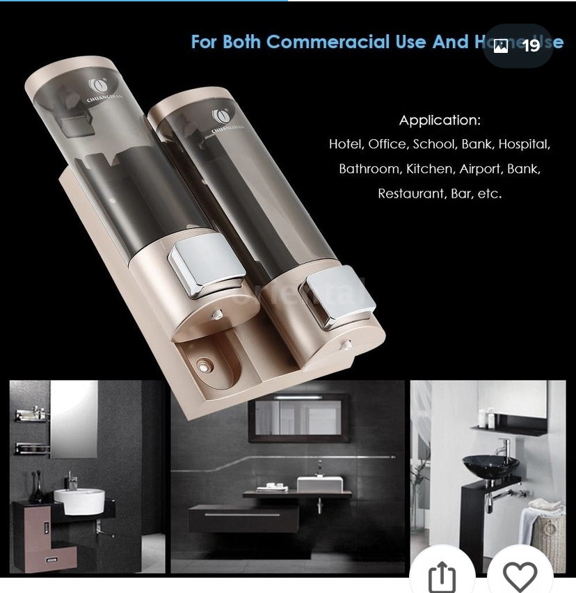 CHUANGDIAN Manual Soap Dispenser Wall Mount Double Liquid Dispenser Hand Cleanser Washroom Lotion