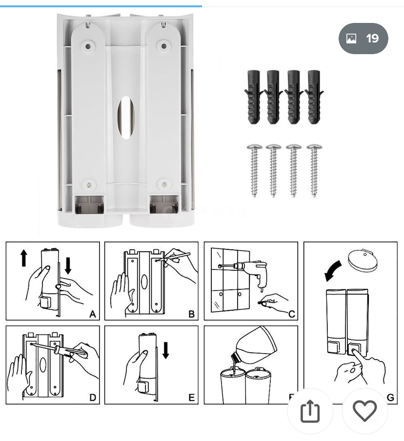 CHUANGDIAN Manual Soap Dispenser Wall Mount Double Liquid Dispenser Hand Cleanser Washroom Lotion