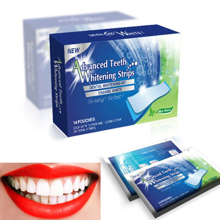 28Pcs/14Pair 3D Gel Teeth Whitening Strips White Tooth Dental kit Oral Hygiene Care Strip Advanced