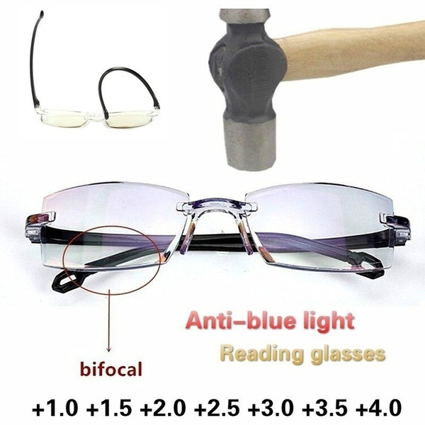 Ultralight Rimless Reading Glasses Progressive Multifocal Presbyopia Eyeglasses Blue Light Blocking